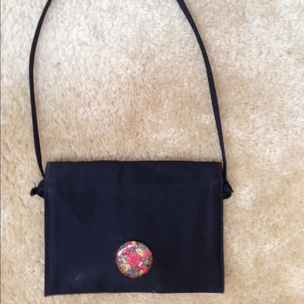 Black satin vintage Markay evening bag